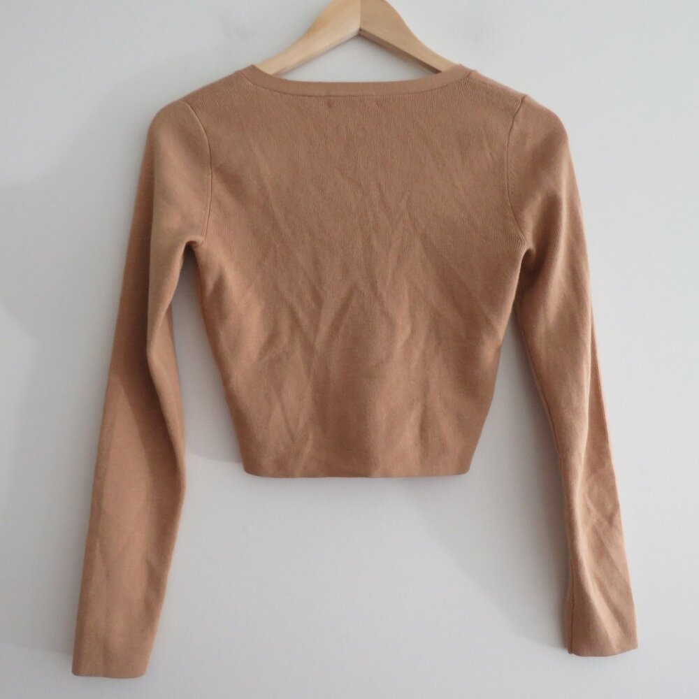 ARITZIA BABATON Georgia Cropped Wool Blend Cardigan in Camel Tan - Size XS - Picture 10 of 15